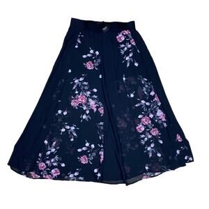 Torrid Womens Chiffon Maxi Skirt Size 0 Black Floral Lined Shorts Pull On *READ